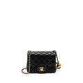 CHANEL PEARL CRUSH MINI  SQUARE FLAP BAG LAMBSKIN BLACK GHW (MICROCHIP)