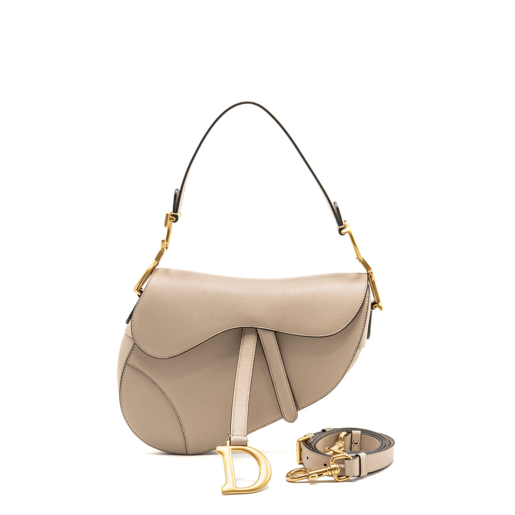 DIOR MEDIUM SADDLE BAG CALFSKIN BEIGE GHW