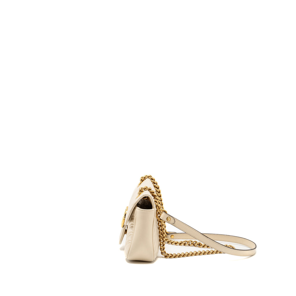 GUCCI MINI GG MARMONT SHOULDER BAG CALFSKIN WHITE GHW