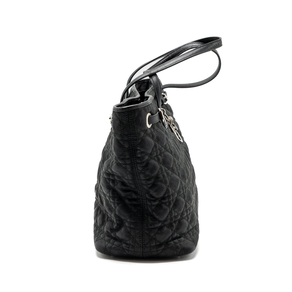 DIOR SHOPPING TOTE BAG FABRIC/LEATHER BLACK SHW