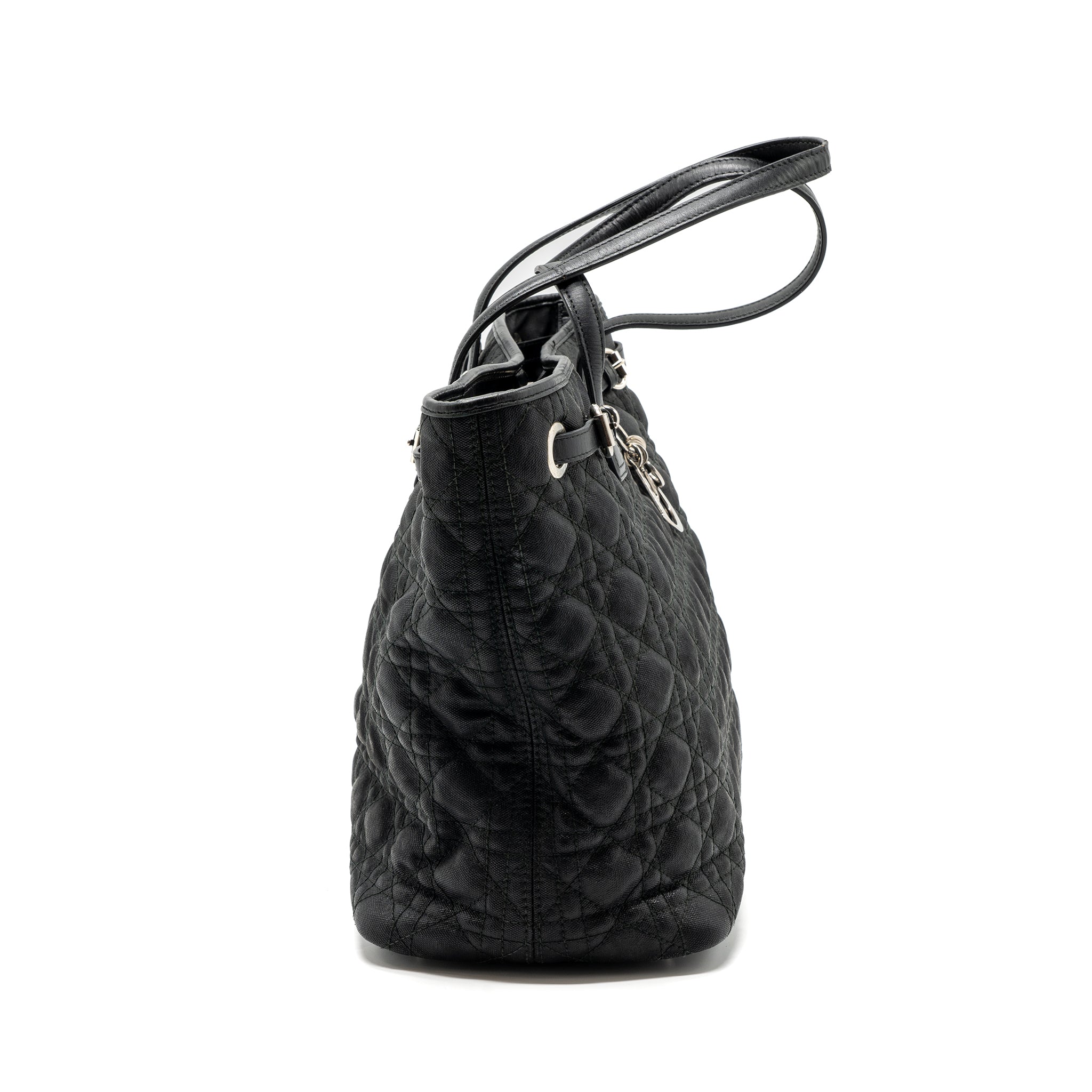 DIOR SHOPPING TOTE BAG FABRIC/LEATHER BLACK SHW