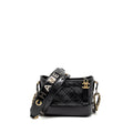 CHANEL SMALL GABRIELLE HOBO BAG WITH TOP HANDLE AGED CALFSKIN BLACK MULTICOLOURED HARDWARE
