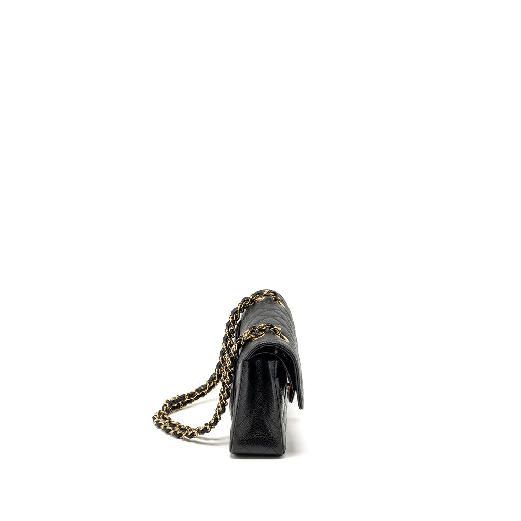 CHANEL SMALL CLASSIC DOUBLE FLAP BAG CAVIAR BLACK GHW