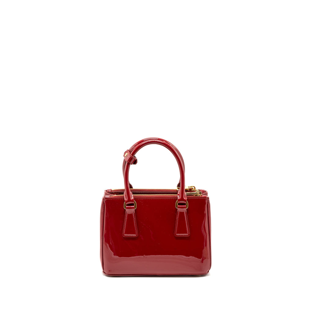 PRADA SMALL GALLERIA BAG PATENT CHERRY GHW