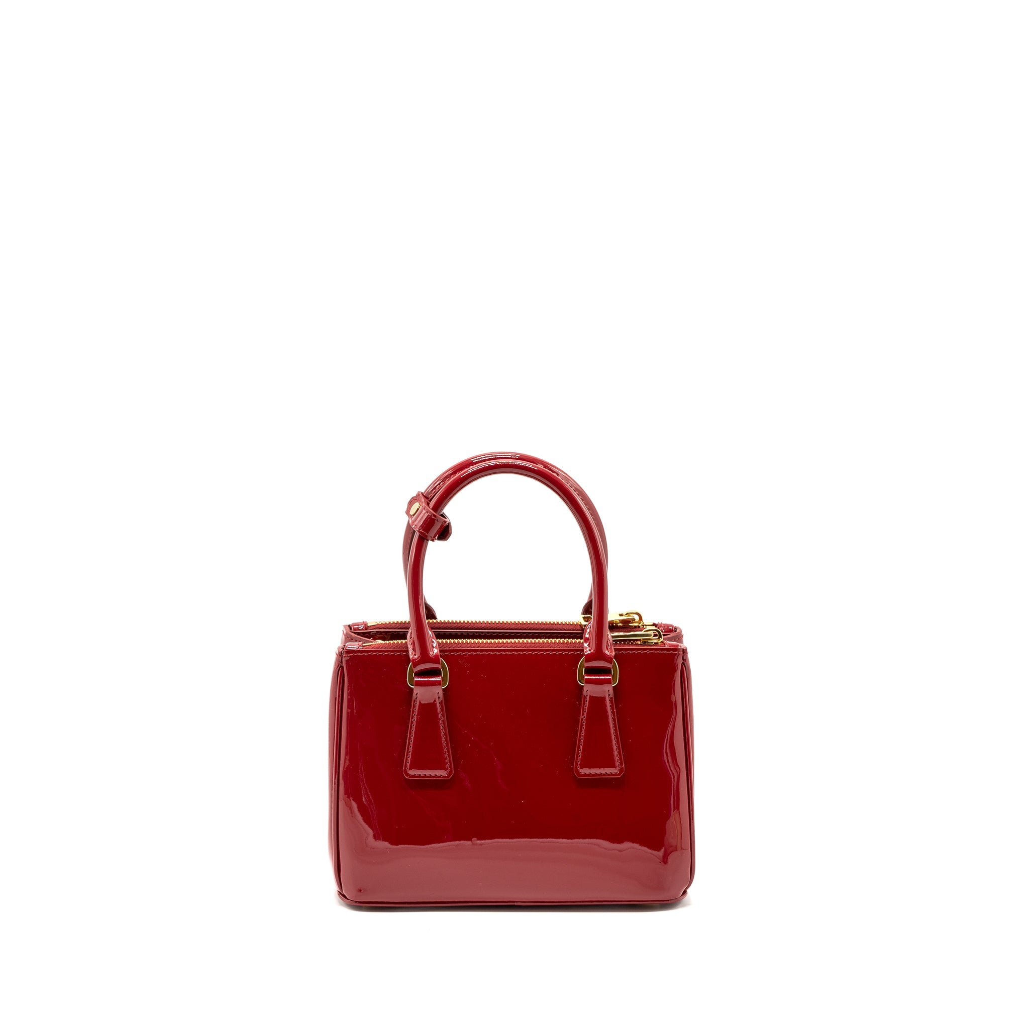 PRADA SMALL GALLERIA BAG PATENT CHERRY GHW