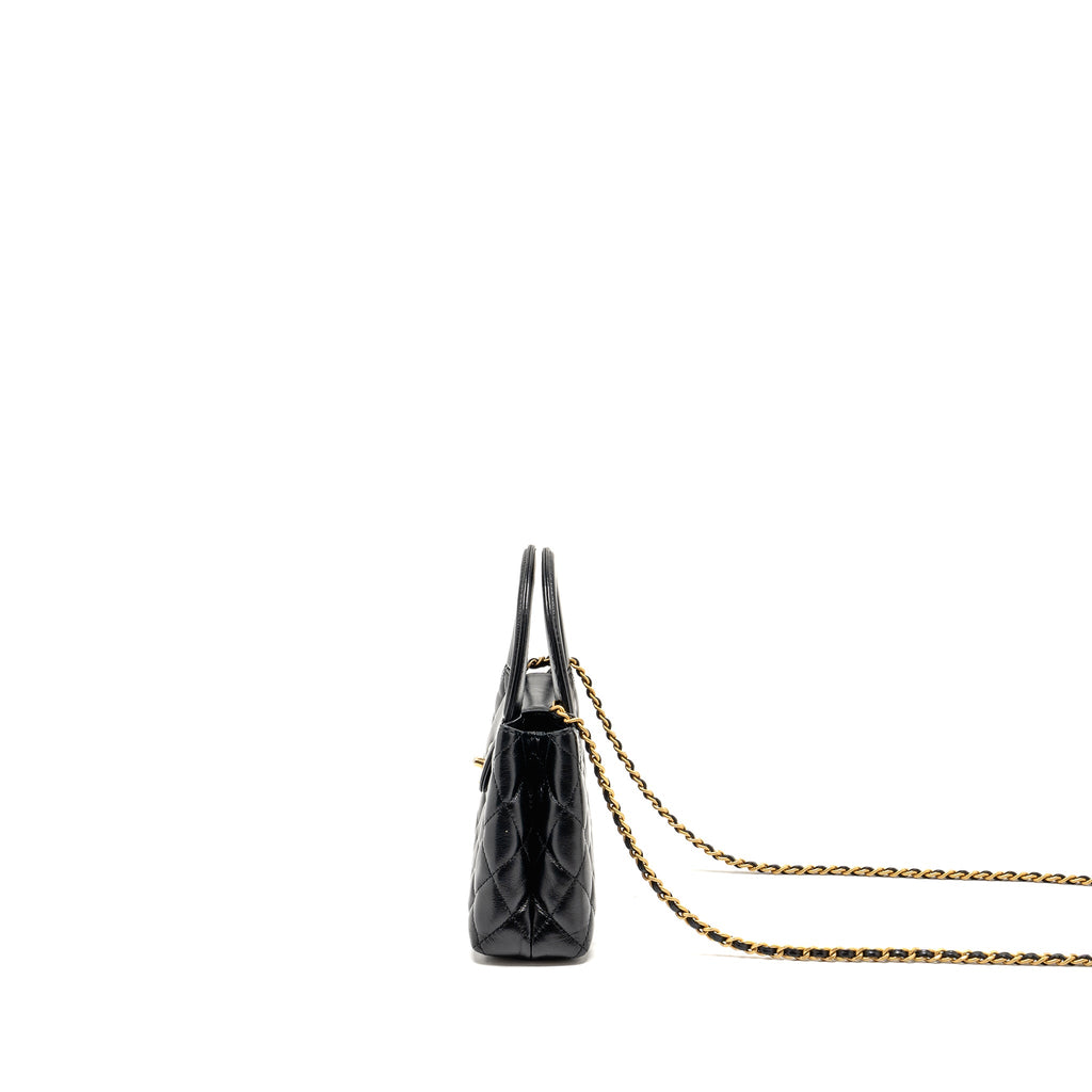 CHANEL MINI KELLY SHOPPING TOTE BAG CALFSKIN BLACK GHW (MICROCHIP)