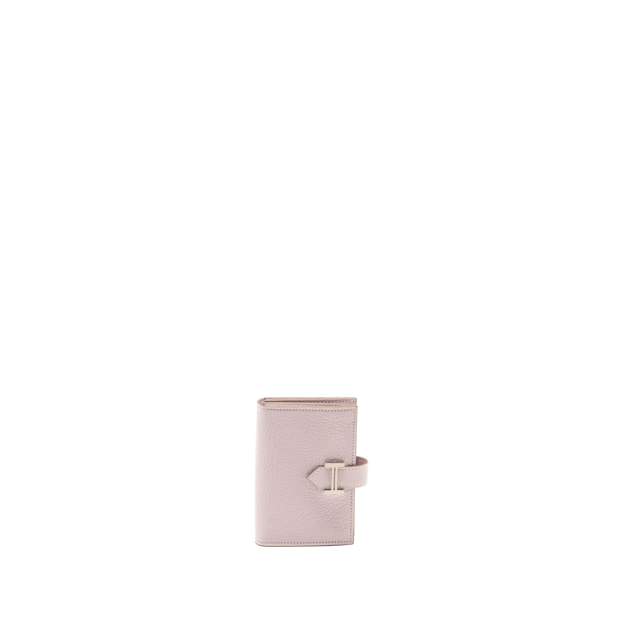 HERMES BEARN COMPACT WALLET CHÈVRE MYSORE MAUVE PALE SHW