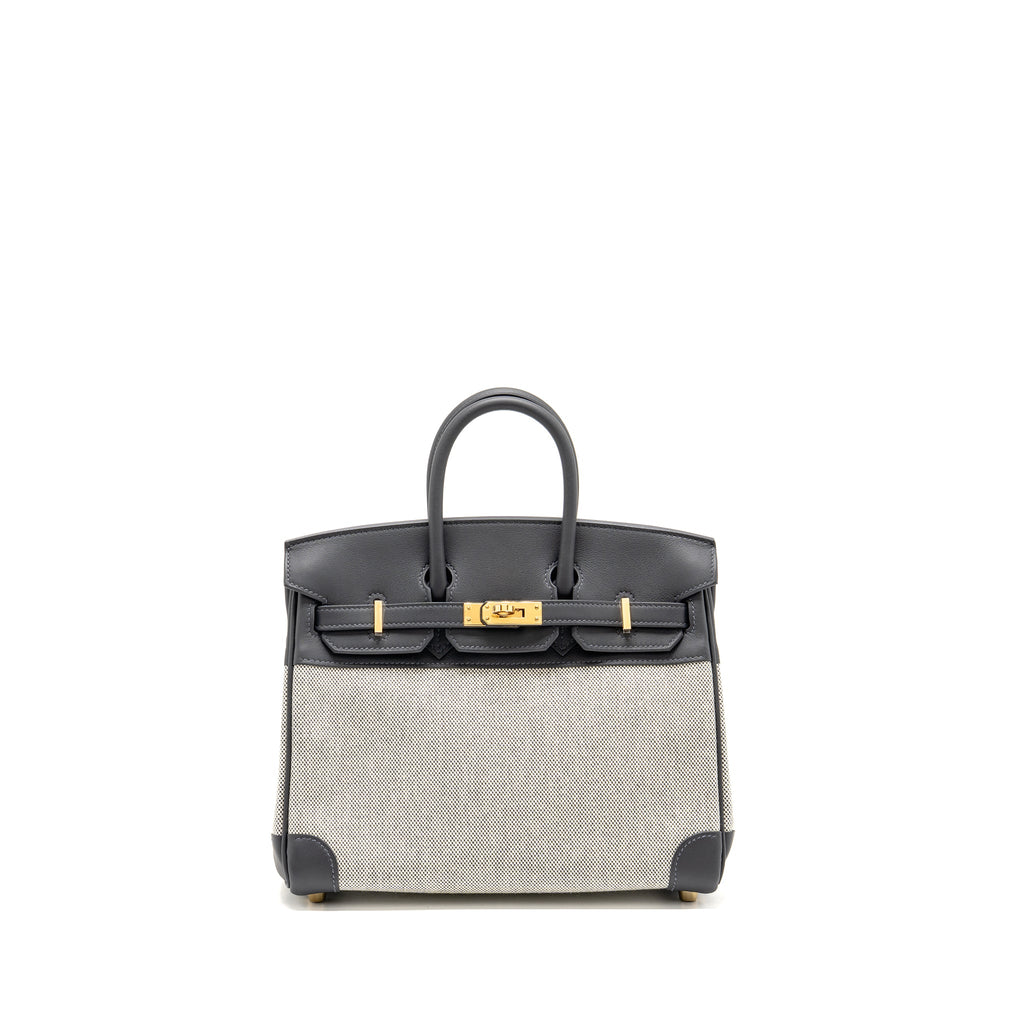 HERMES BIRKIN 25 TOILE SWIFT/CANVAS ECRU-ARDOISE/ARDOISE GHW