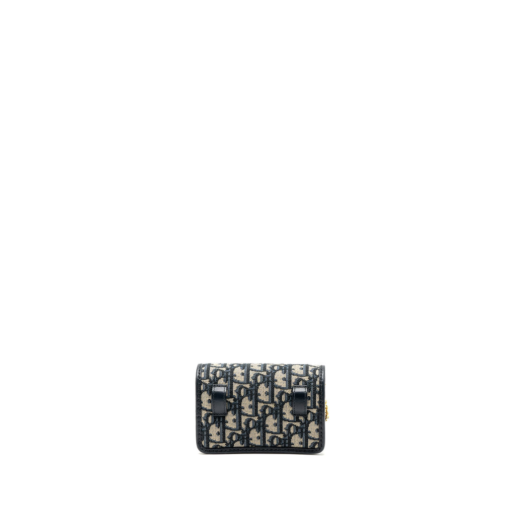DIOR 30 MONTAIGNE POUCH WITH CHAIN CANVAS BLUE OBLIQUE GHW