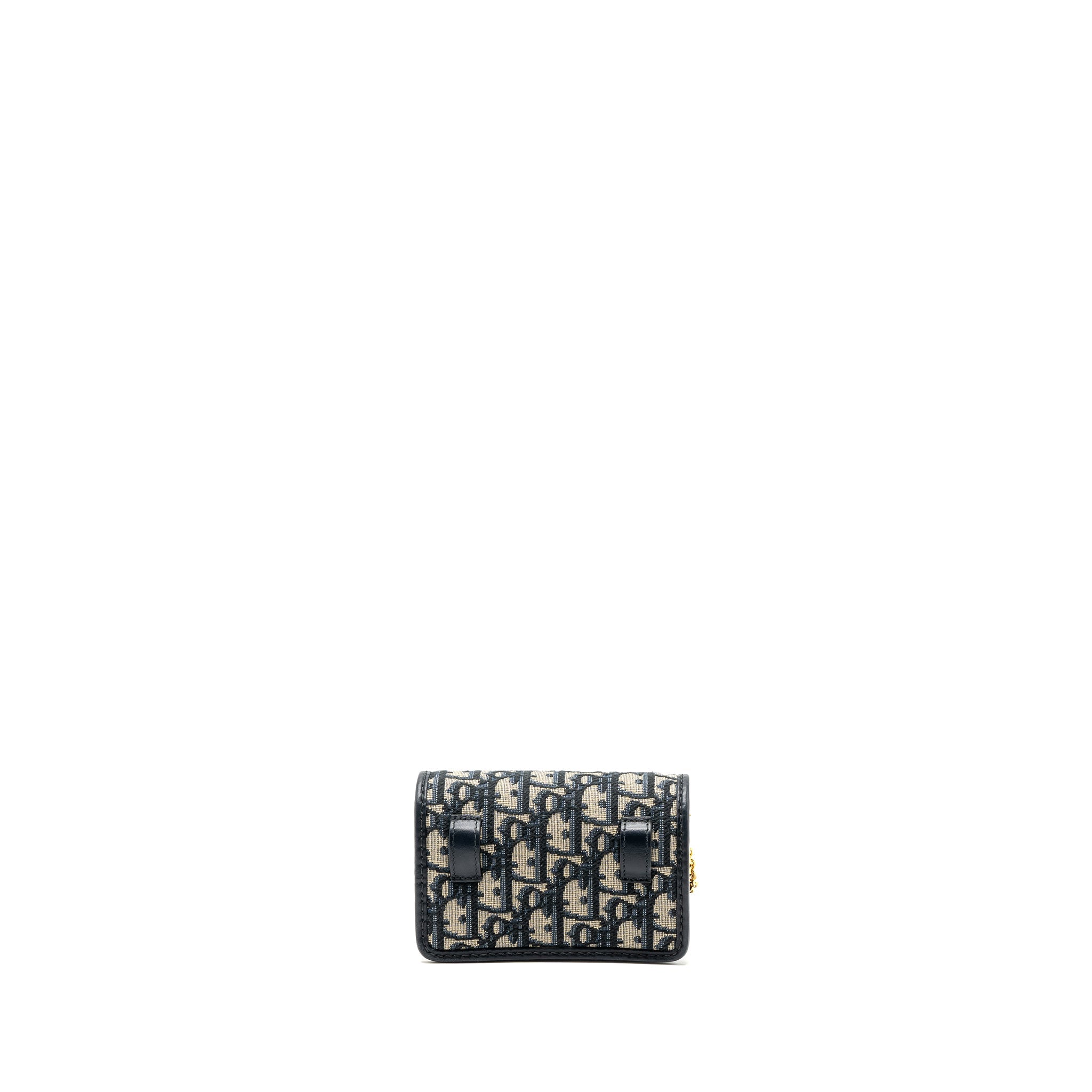 DIOR 30 MONTAIGNE POUCH WITH CHAIN CANVAS BLUE OBLIQUE GHW