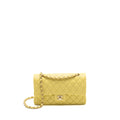 CHANEL MEDIUM CLASSIC DOUBLE FLAP BAG CAVIAR LIGHT YELLOW LGHW