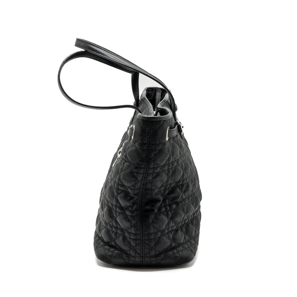 DIOR SHOPPING TOTE BAG FABRIC/LEATHER BLACK SHW