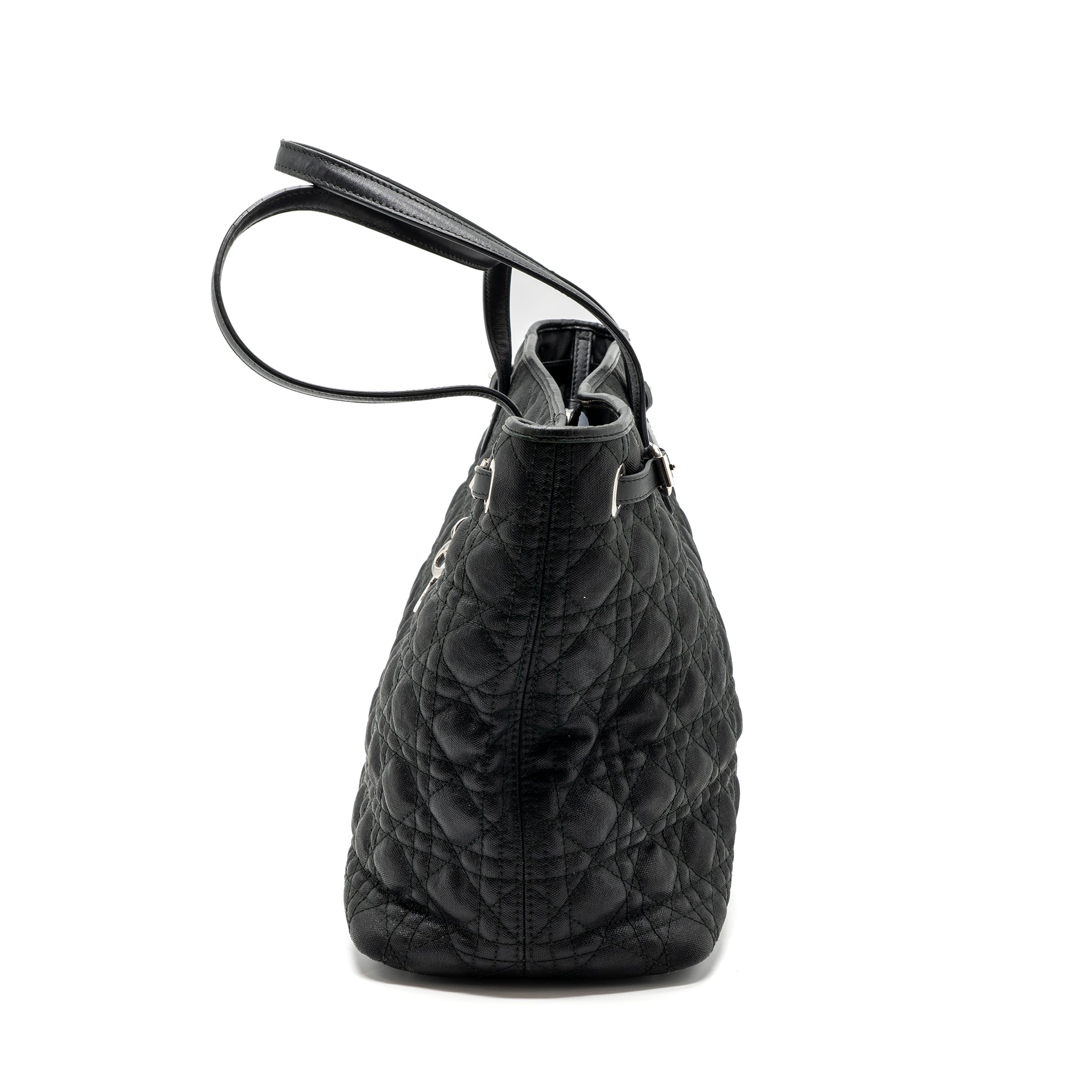 DIOR SHOPPING TOTE BAG FABRIC/LEATHER BLACK SHW