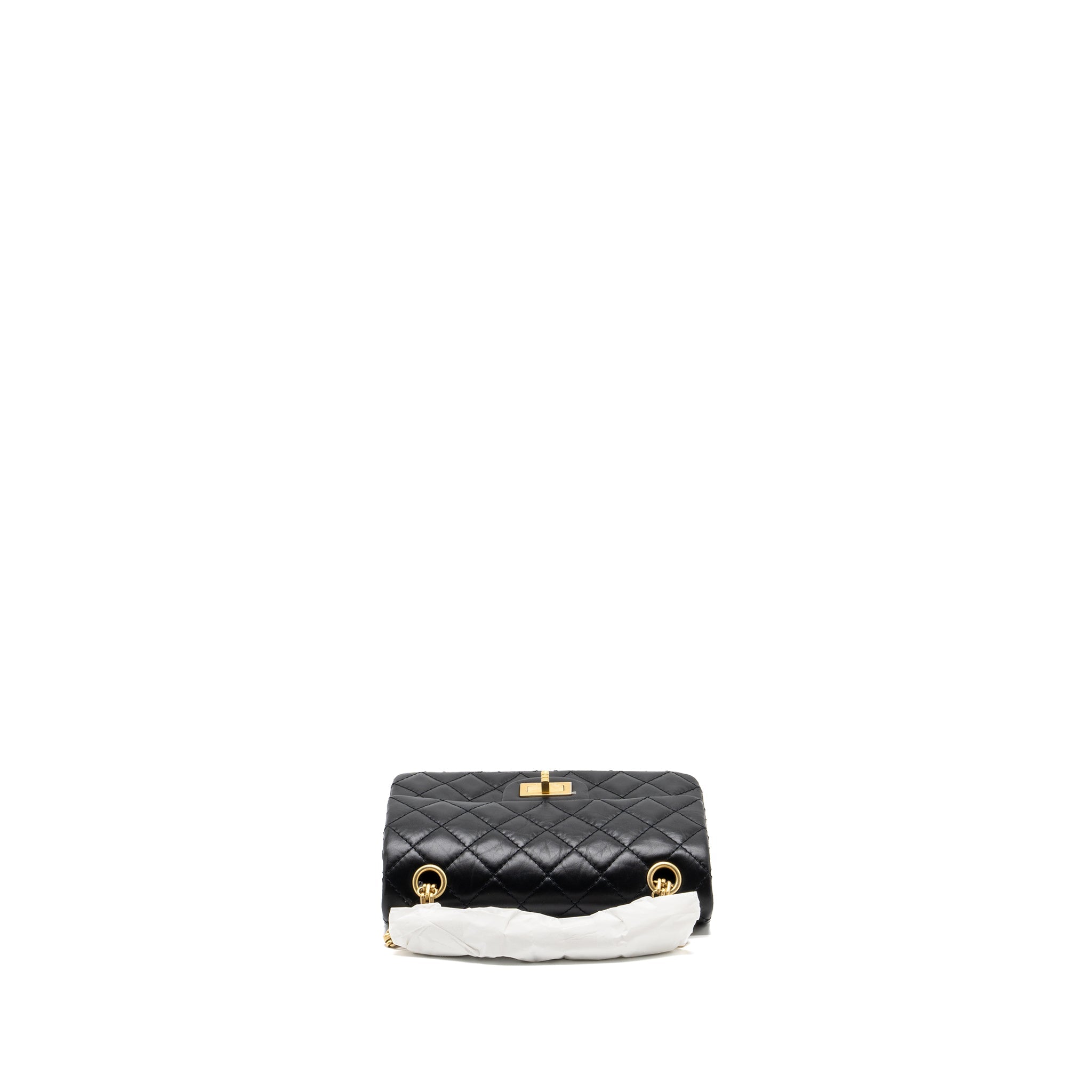 CHANEL MINI 2.55 REISSUE FLAP BAG AGED CALFSKIN BLACK GHW (MICROCHIP)