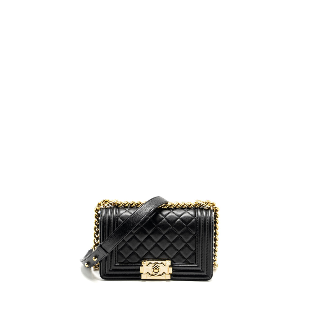 CHANEL SMALL BOY BAG LAMBSKIN BLACK GHW