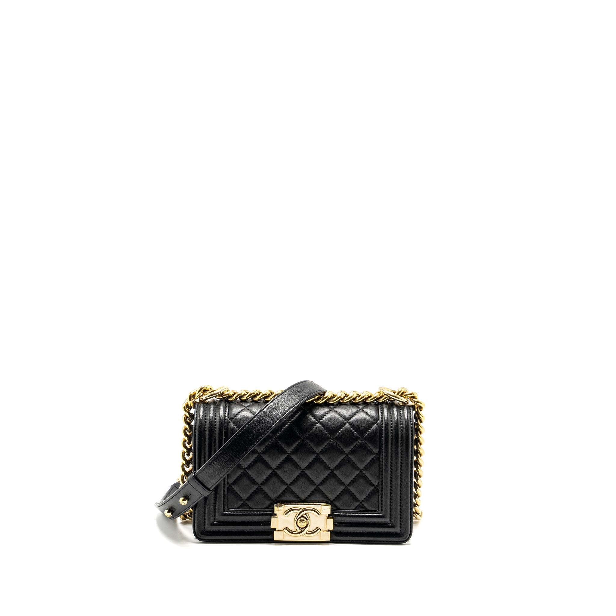 CHANEL SMALL BOY BAG LAMBSKIN BLACK GHW