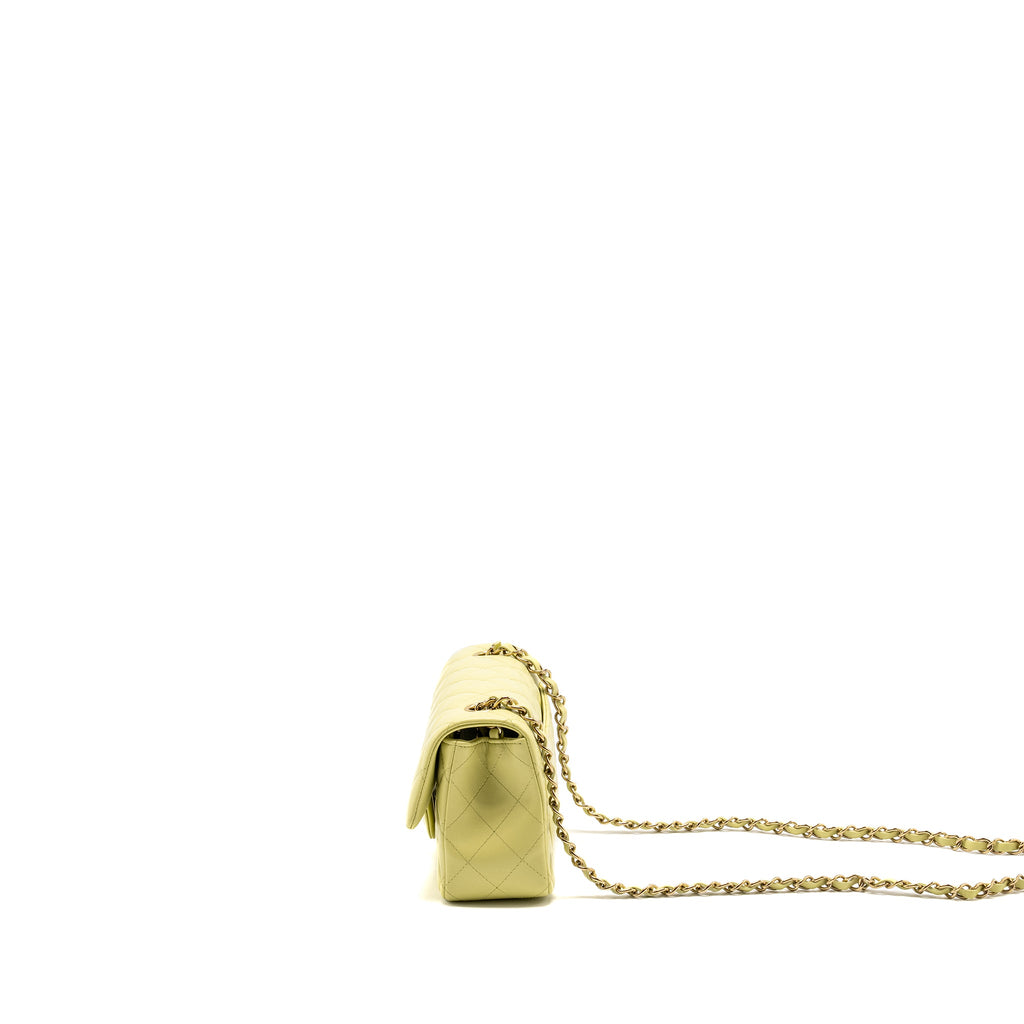 CHANEL MINI RECTANGULAR FLAP BAG LAMBSKIN PISTACHIO LGHW (MICROCHIP)