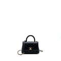 CHANEL MINI COCO HANDLE WITH LIZARD EMBOSSED HANDLE CAVIAR BLACK LGHW (MICROCHIP)