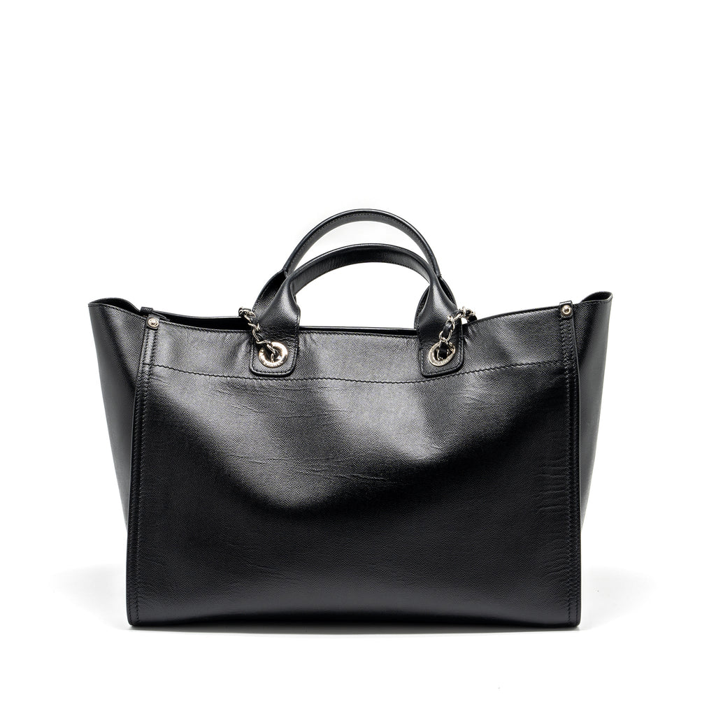 CHANEL DEAUVILLE STUDDED TOTE BAG CAVIAR BLACK SHW