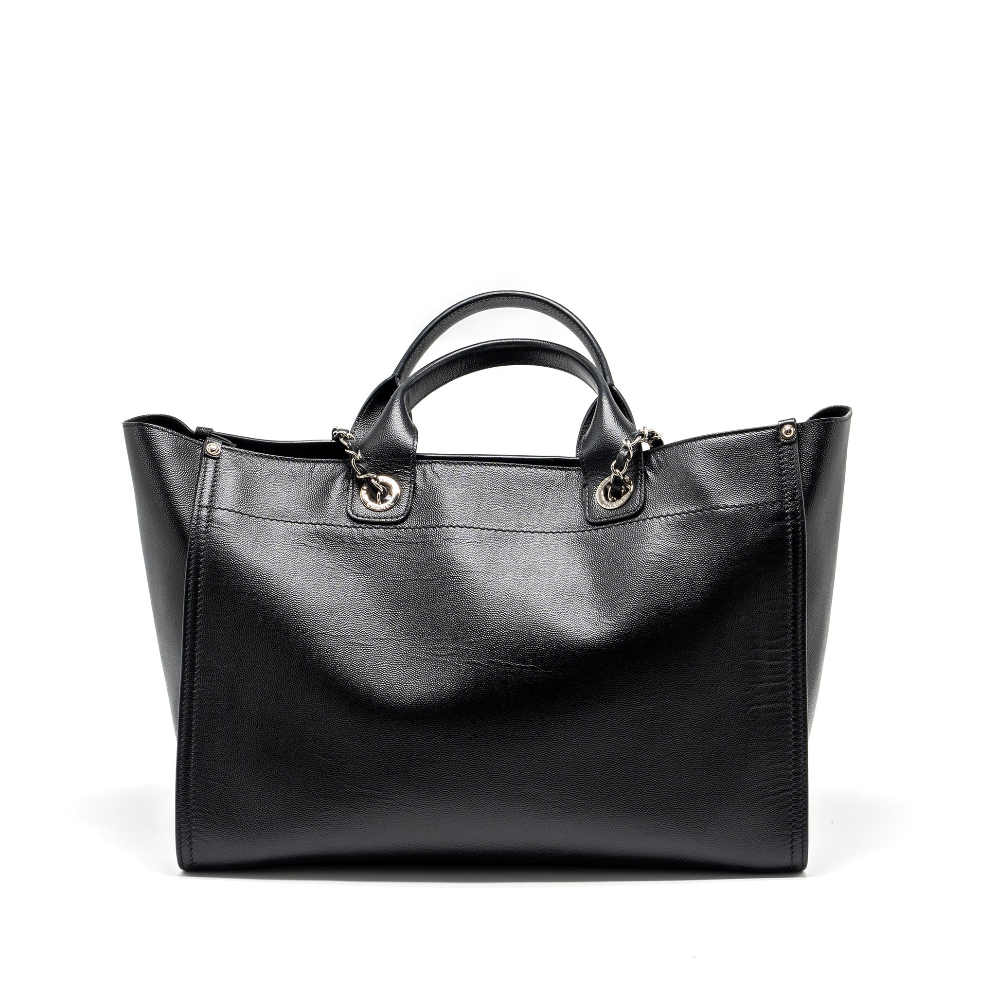 CHANEL DEAUVILLE STUDDED TOTE BAG CAVIAR BLACK SHW