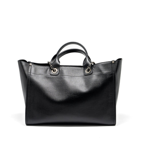 CHANEL DEAUVILLE STUDDED TOTE BAG CAVIAR BLACK SHW
