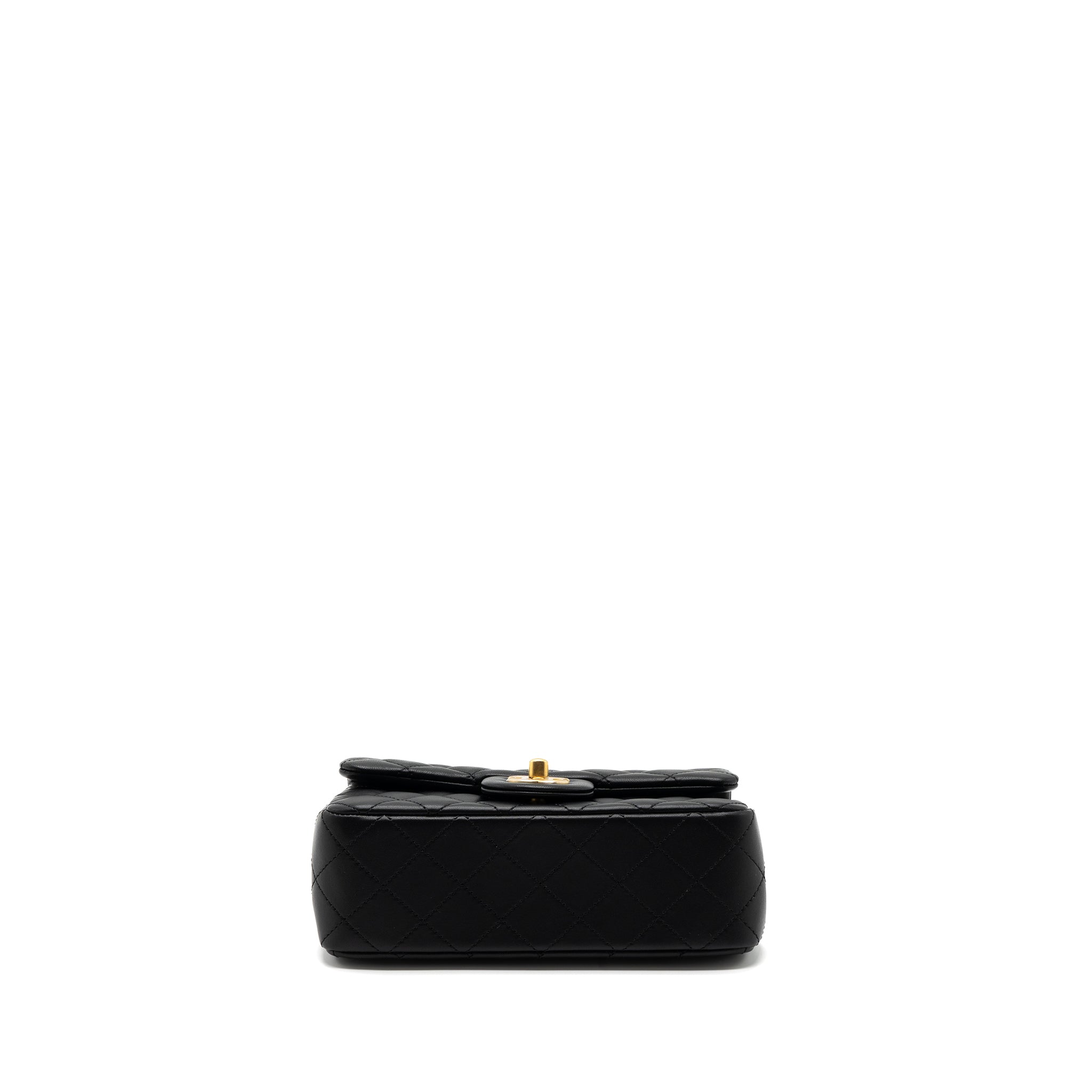CHANEL 23K PEARL CRUSH MINI RECTANGULAR FLAP BAG LAMBSKIN BLACK GHW (MICROCHIP)