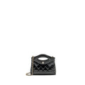 CHANEL MINI 31 CLUTCH WITH CHAIN SHINY LAMBSKIN BLACK LGHW (MICROCHIP)