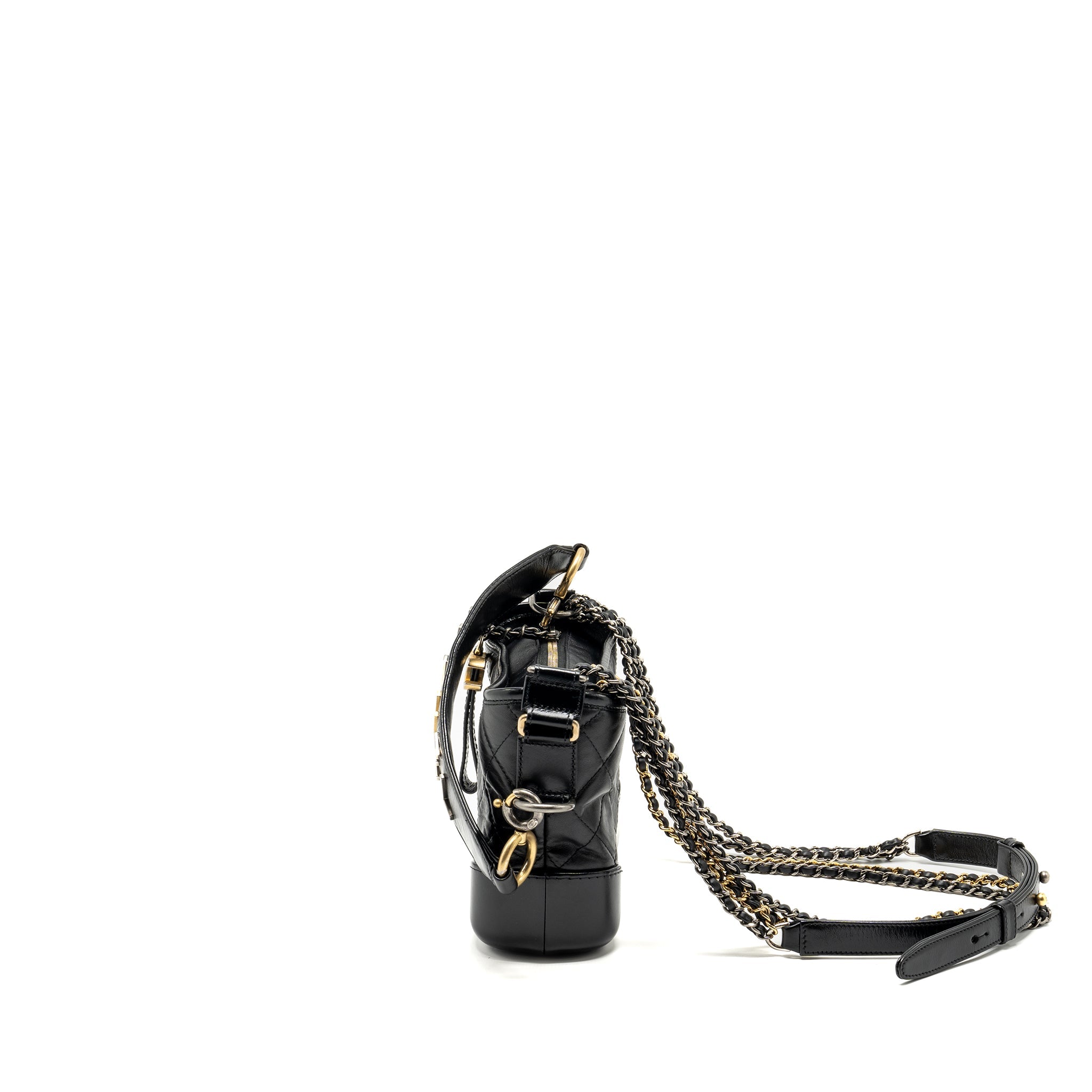 CHANEL SMALL HANDLE GABRIELLE HOBO BAG CALFSKIN BLACK MULTICOLOUR HARDWARE