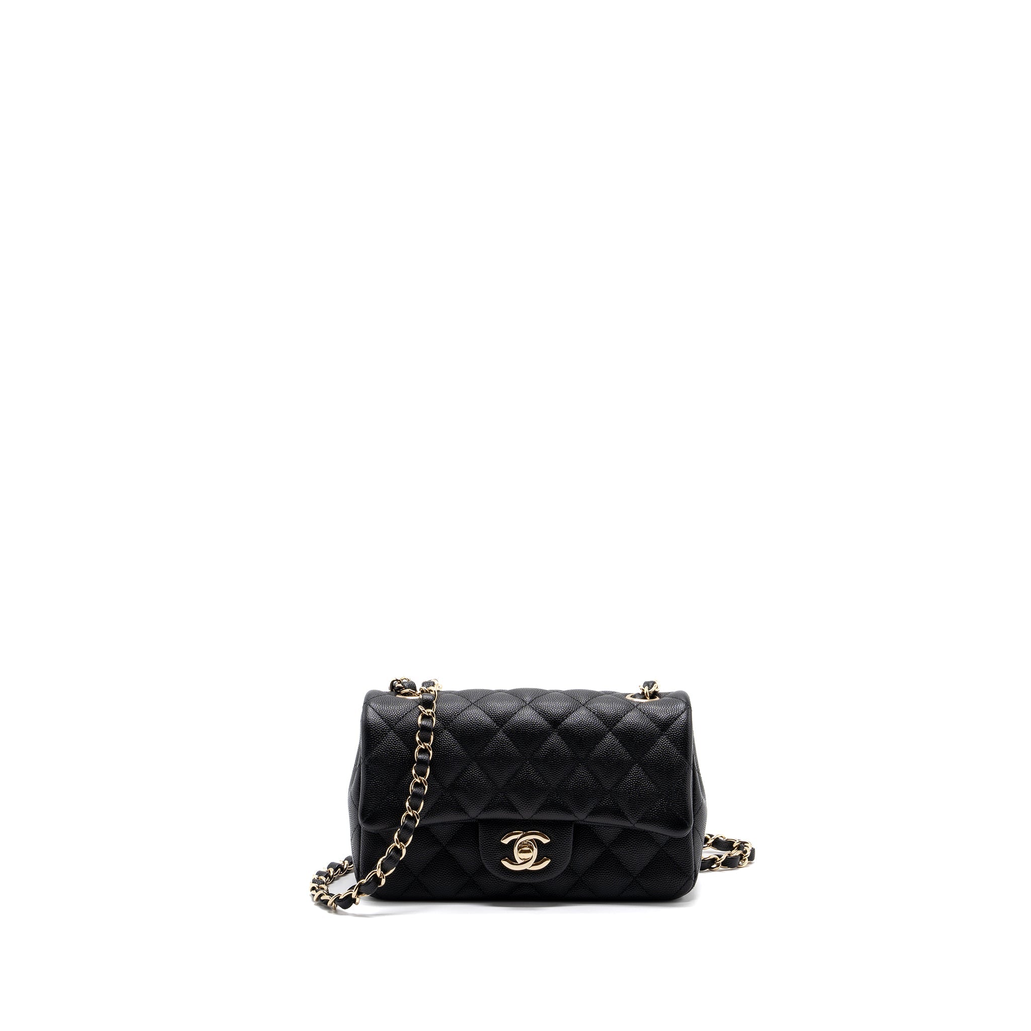 CHANEL CLASSIC MINI RECTANGULAR FLAP BAG CAVIAR BLACK GHW