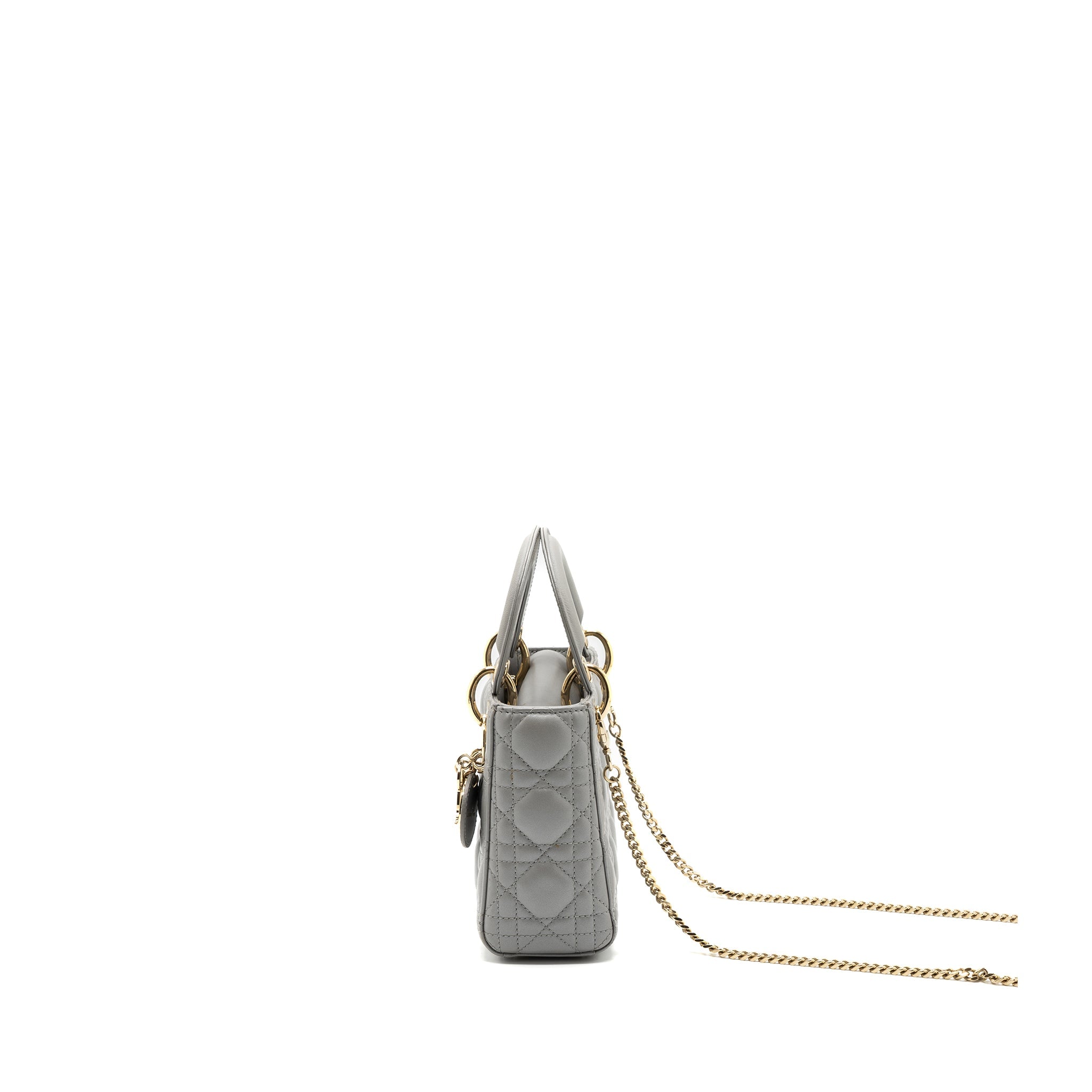 DIOR MINI LADY DIOR LAMBSKIN GREY LGHW