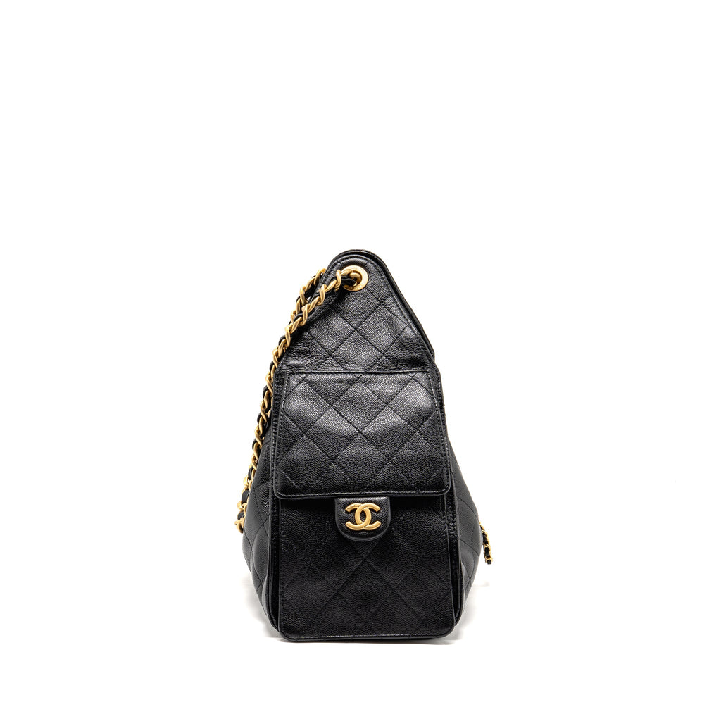 CHANEL SMALL 25 BAG CAVIAR BLACK GHW (MICROCHIP)