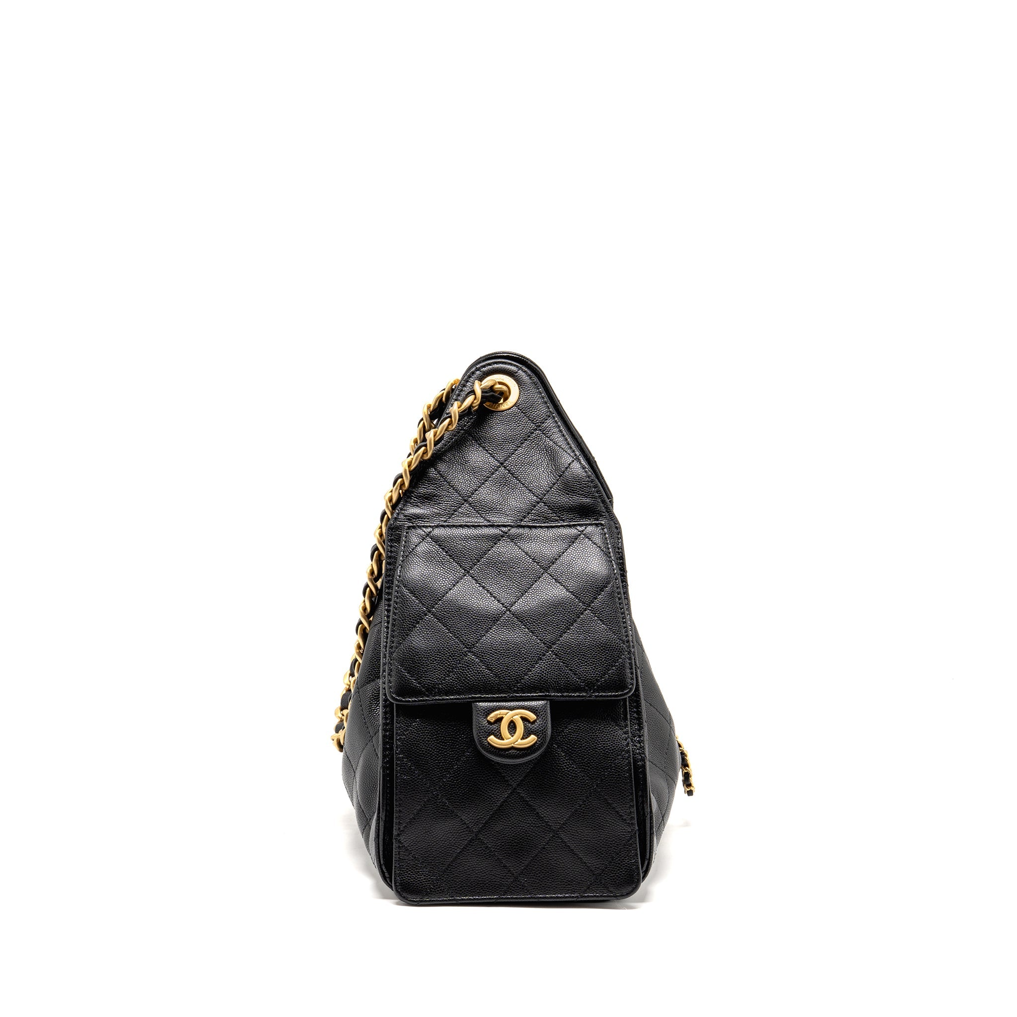 CHANEL SMALL 25 BAG CAVIAR BLACK GHW (MICROCHIP)