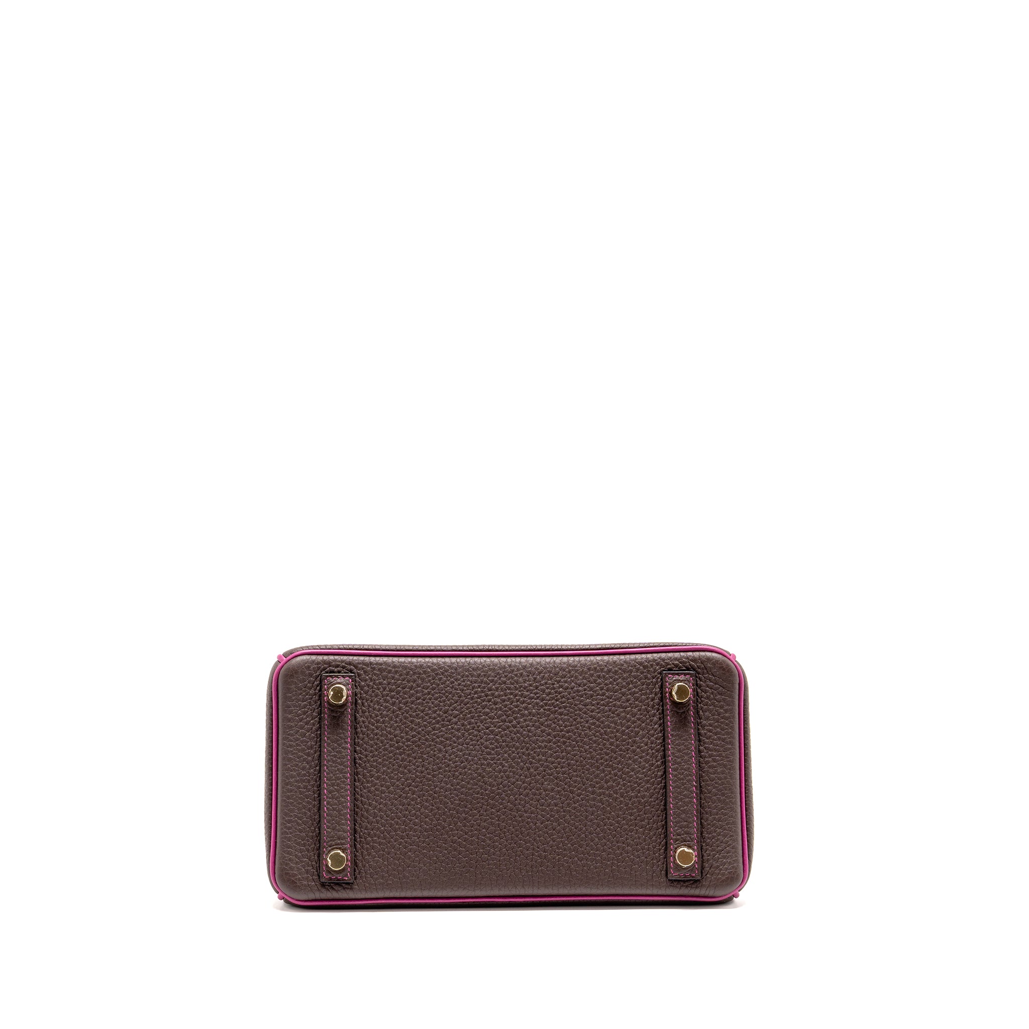 HERMES BIRKIN 25 TOGO CHOCOLATE / ROSE POURPRE BRUSHED GHW