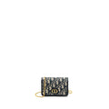 DIOR 30 MONTAIGNE POUCH WITH CHAIN CANVAS BLUE OBLIQUE GHW