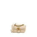 GUCCI MINI GG MARMONT SHOULDER BAG CALFSKIN WHITE GHW