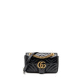 GUCCI SMALL GG MARMONT SHOULDER BAG CALFSKIN BLACK GHW