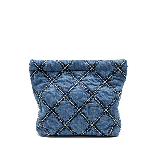CHANEL SMALL 22 BAG DENIM BLUE/WHITE SHW (MICROCHIP)