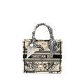 DIOR SMALL BOOK TOTE LATTE/BLACK TOILE DE JOUY ZODIAC EMBROIDERY