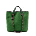 CHANEL MEDIUM QUILTED POP TOTE BAG FELT / LEATHER GREEN RUTHENIUM HARDWARE