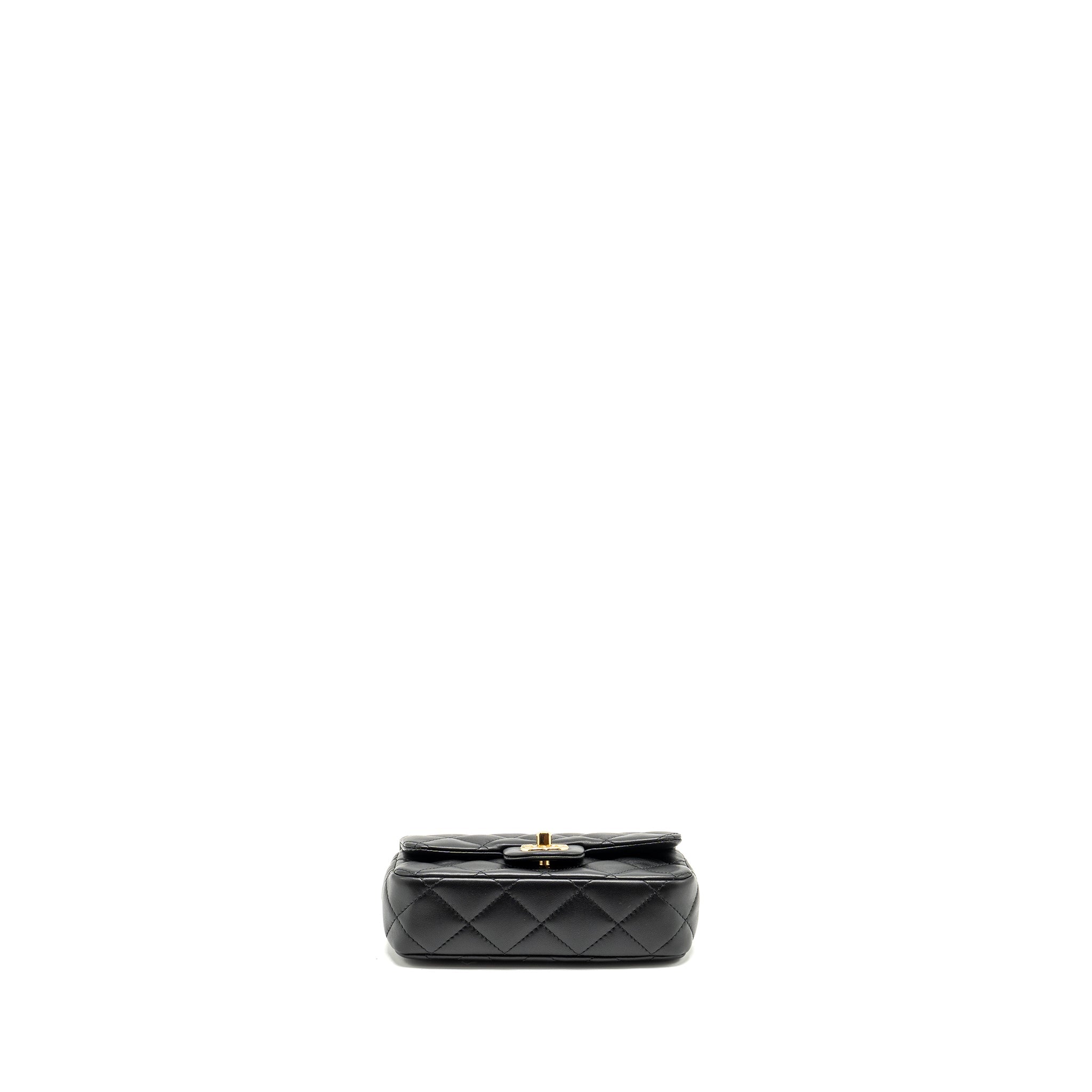 CHANEL 24S TOP HANDLE MINI FLAP BAG LAMBSKIN BLACK GHW (MICROCHIP)