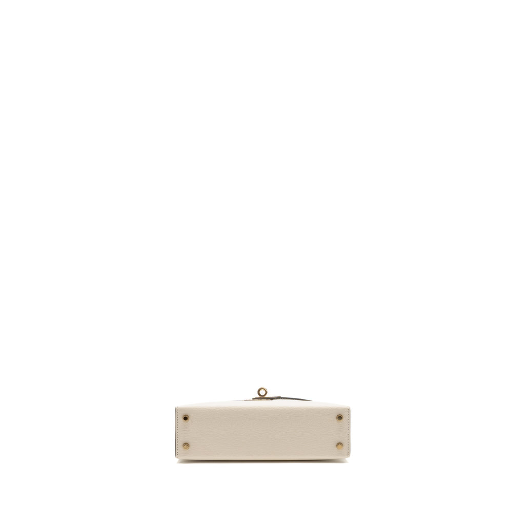HERMES MINI KELLY II SPECIAL ORDER CHÈVRE MYSORE NATA/BLACK LGHW