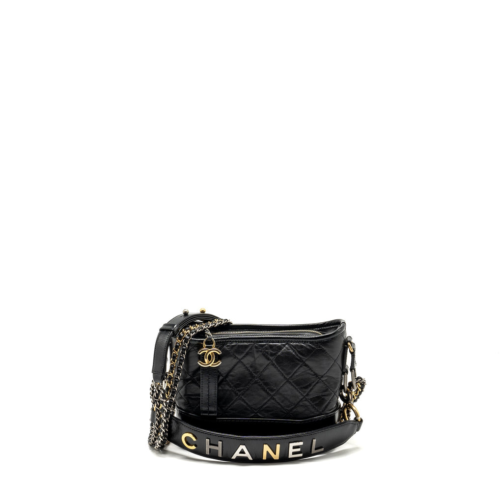 CHANEL SMALL HANDLE GABRIELLE HOBO BAG CALFSKIN BLACK MULTICOLOUR HARDWARE