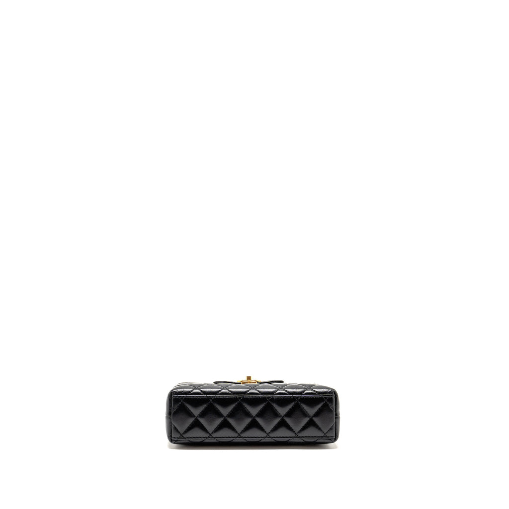 CHANEL MINI KELLY SHOPPING TOTE BAG CALFSKIN BLACK GHW (MICROCHIP)