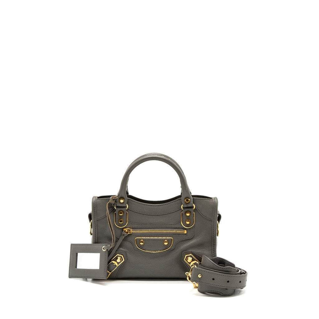 BALENCIAGA MINI CITY BAG GREY GHW