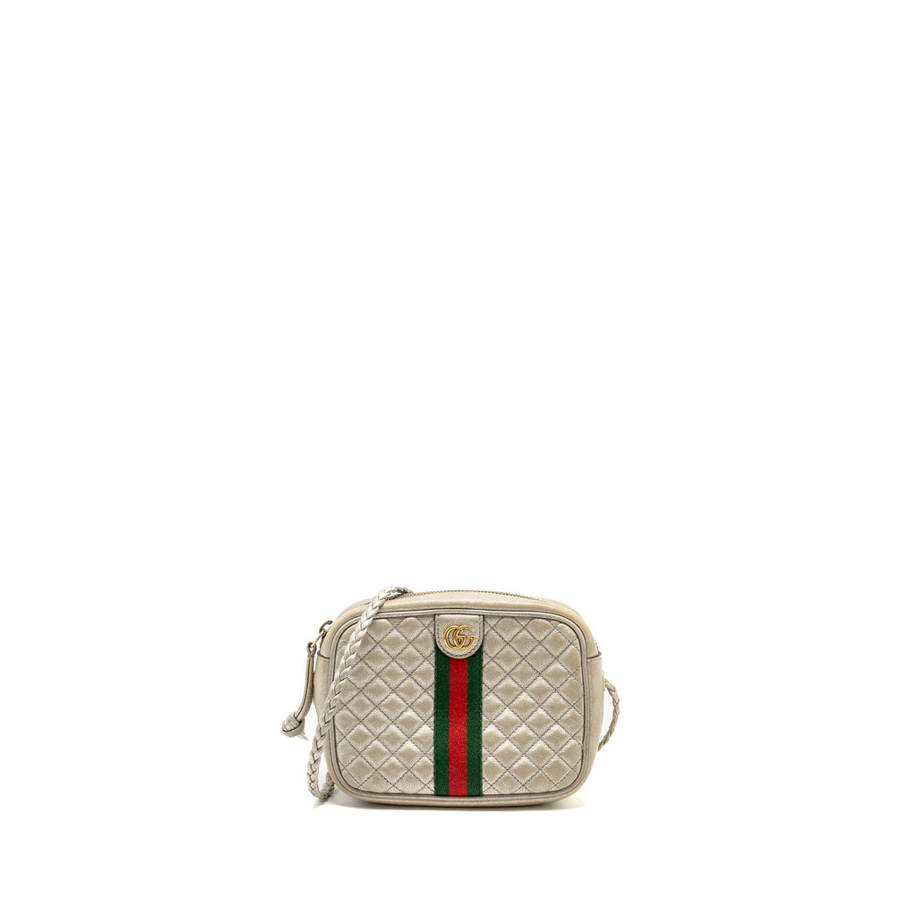 GUCCI GG OPHIDIA CROSSBODY BAG CALFSKIN METALLIC SILVER GHW