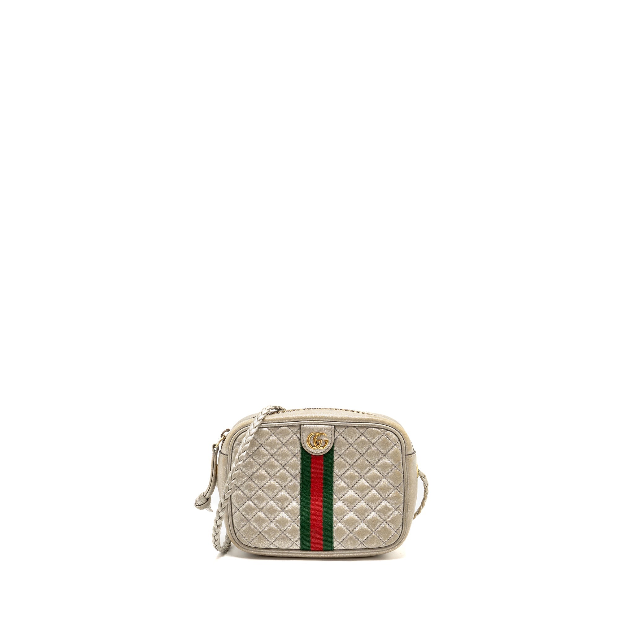 GUCCI GG OPHIDIA CROSSBODY BAG CALFSKIN METALLIC SILVER GHW