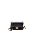 CHANEL PEARL CRUSH MINI RECTANGULAR FLAP BAG LAMBSKIN BLACK GHW (MICROCHIP)