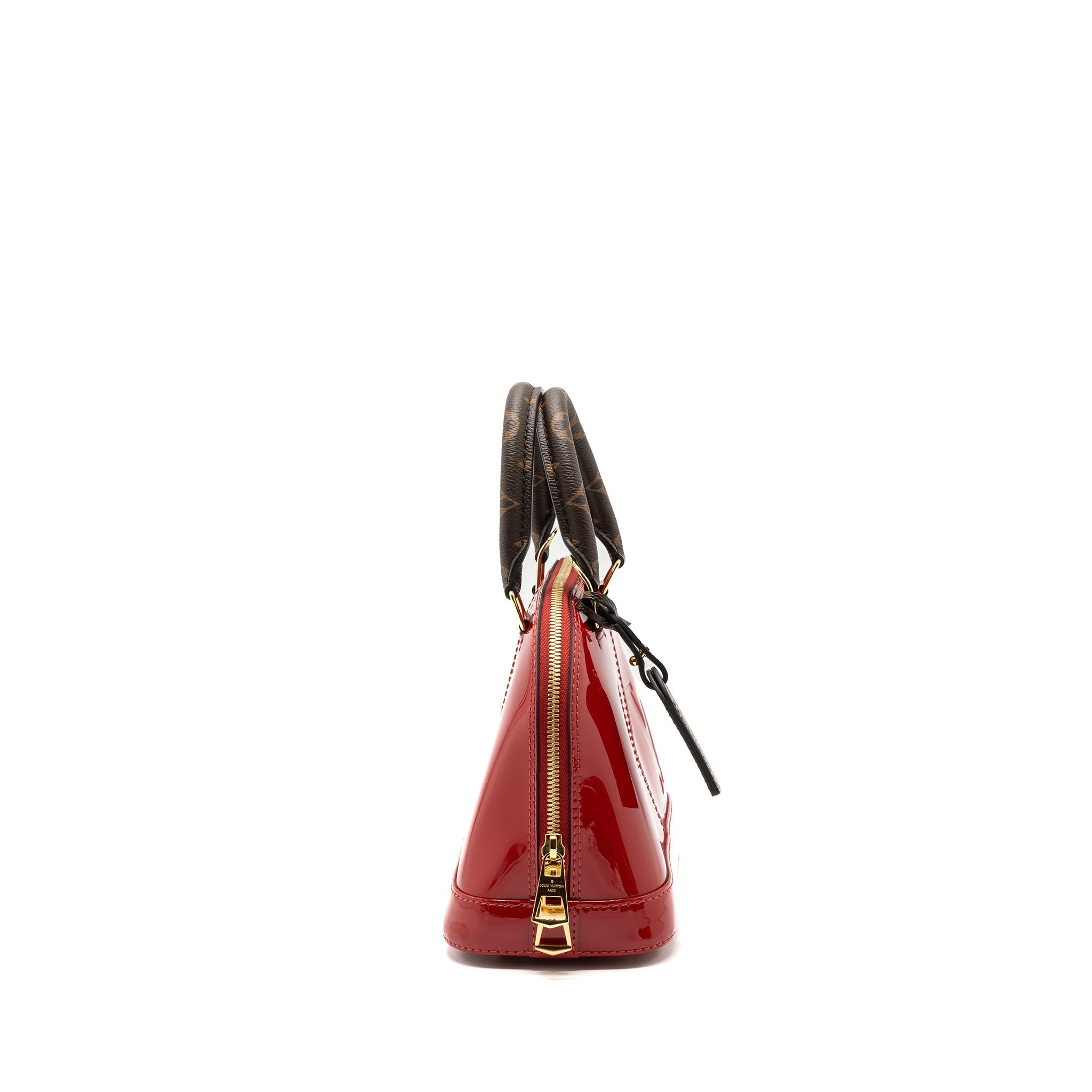 LOUIS VUITTON ALMA BB LIMITED EDITION VERNI MIROIR PATENT RED/MONOGRAM CANVAS GHW
