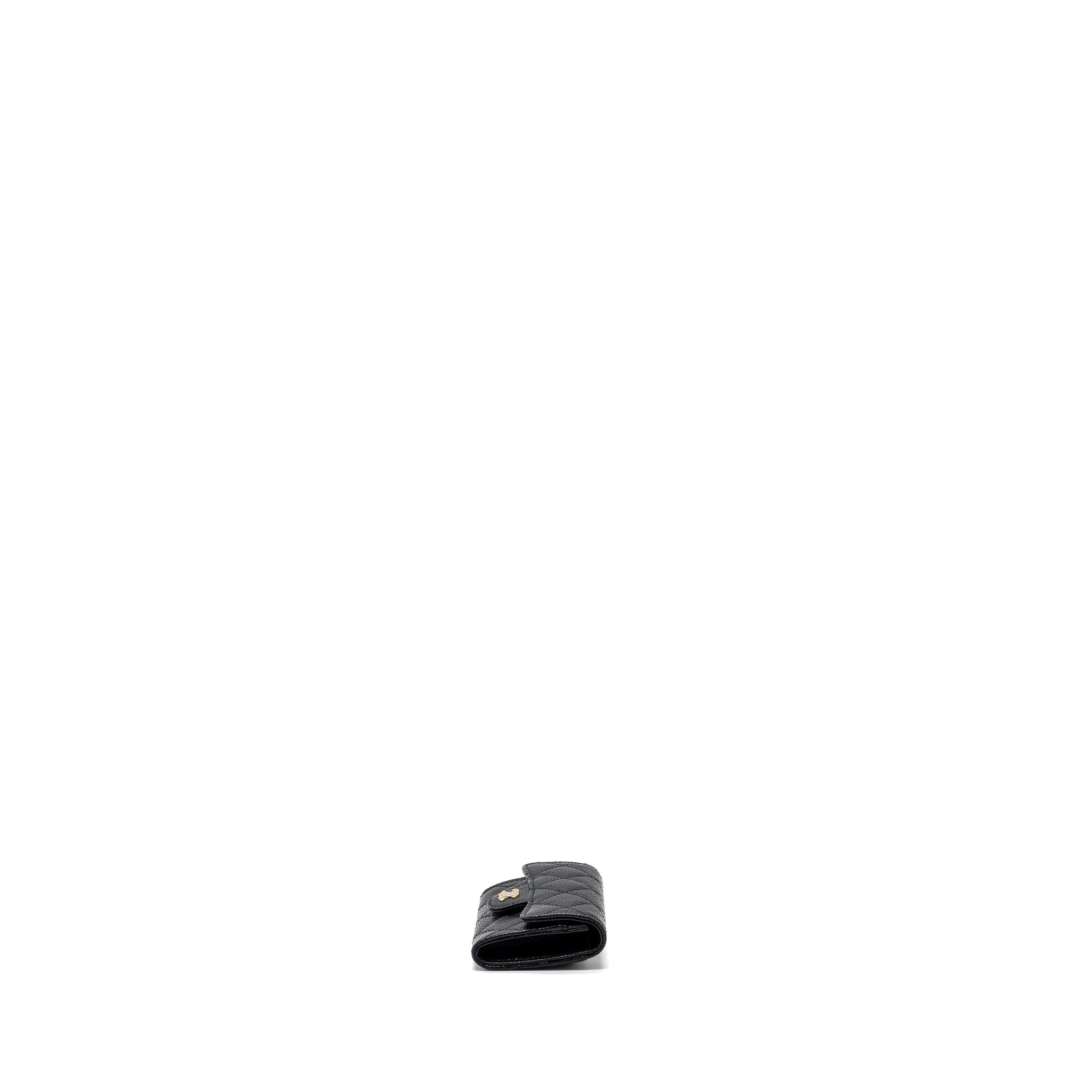 CHANEL CLASSIC FLAP CARD HOLDER CAVIAR BLACK GHW (MICROCHIP)