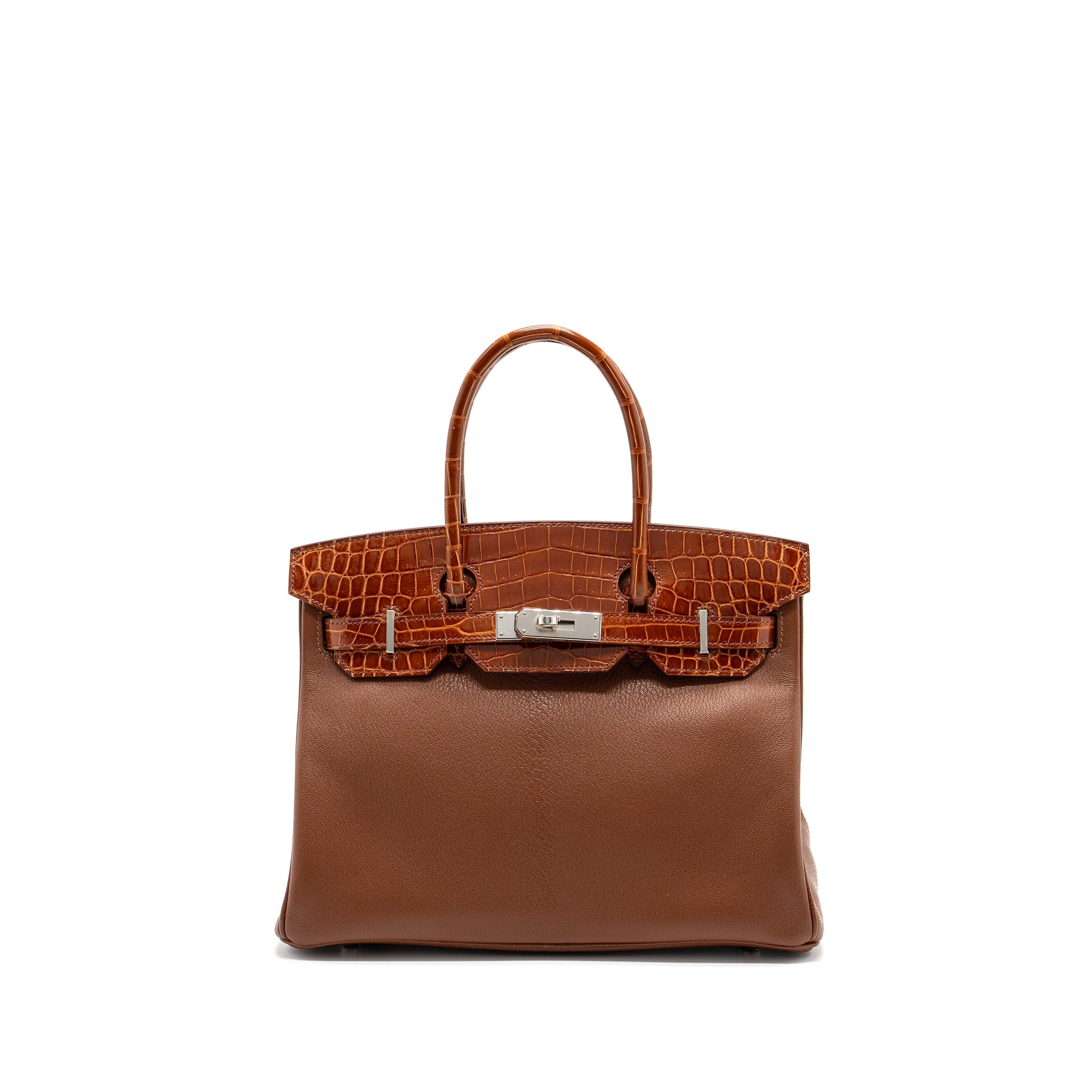 HERMES BIRKIN TOUCH 30 SHINY CROCODILE NILOTICUS / CHEVRE LEATHER MIEL SHW